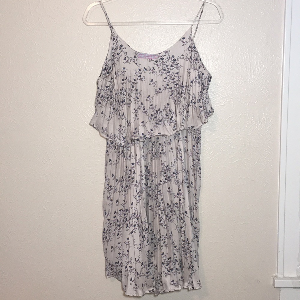 Two-Tiered Ruffle Dress With Bird Print